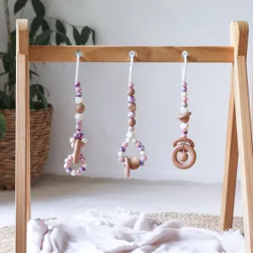 2-in-1 Baby Play Gym & Pram Toy Set - Floral