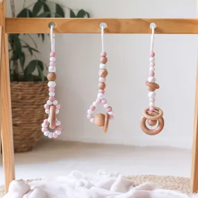 2-in-1 Baby Play Gym & Pram Toy Set - Pink