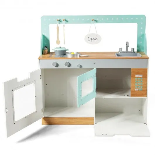 2 in 1 Kids Wooden Pretend Cooking Playset Toy
