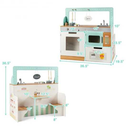 2 in 1 Kids Wooden Pretend Cooking Playset Toy