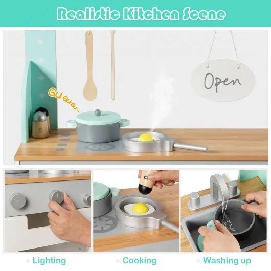 2 in 1 Kids Wooden Pretend Cooking Playset Toy