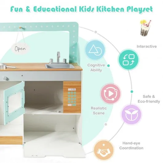 2 in 1 Kids Wooden Pretend Cooking Playset Toy