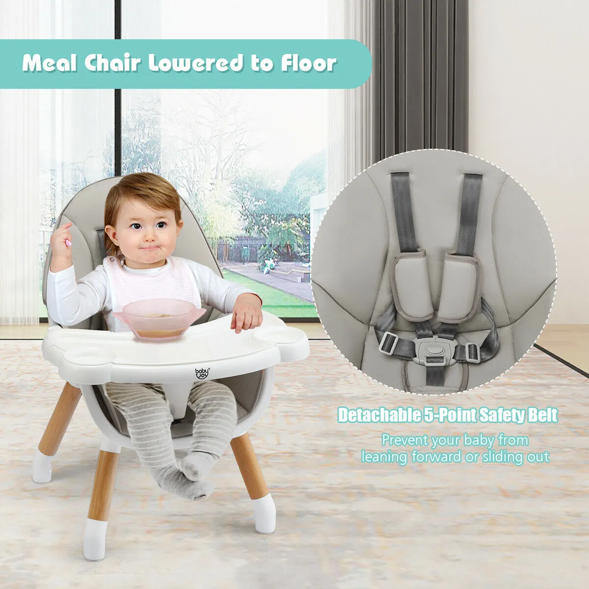 4 in 1 Baby High Chair Infant  Feeding Seat-Grey