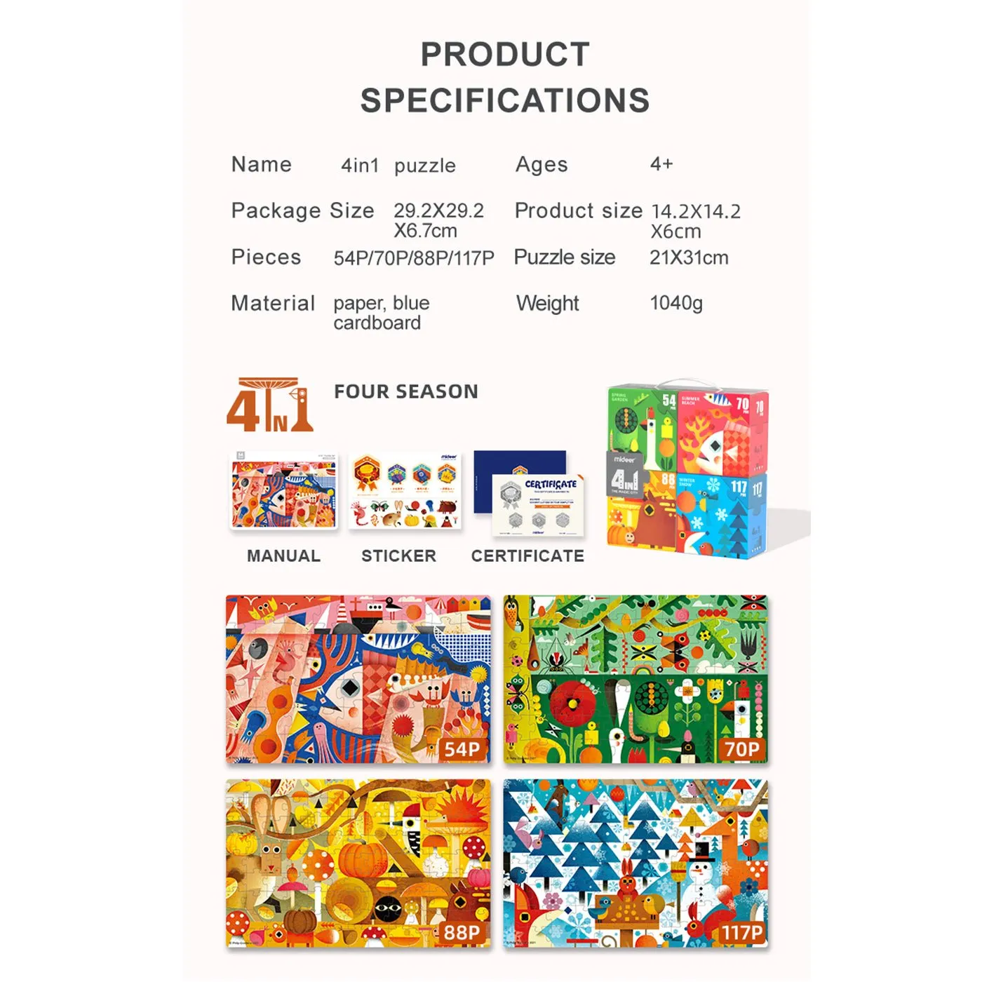 4 In 1 Fairy Tales Puzzle Set 329pcs
