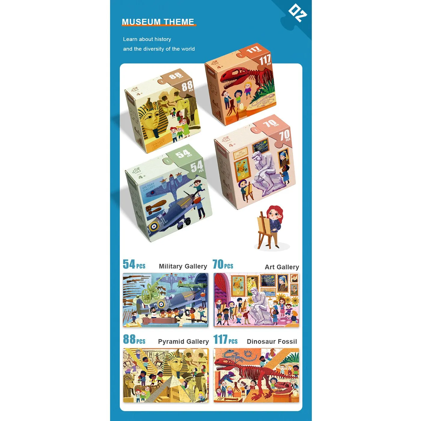 4 In 1 My Visit To The Museum Puzzle Set 329pcs