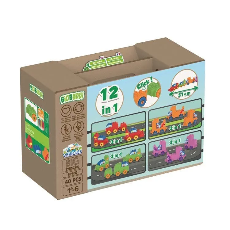 BiOBUDDi Cars Construction Set 40Pcs