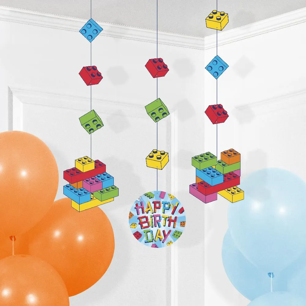 Bulk Block Bash "Happy Birthday" Toy Blocks Hanging Decorations (Case of 36)