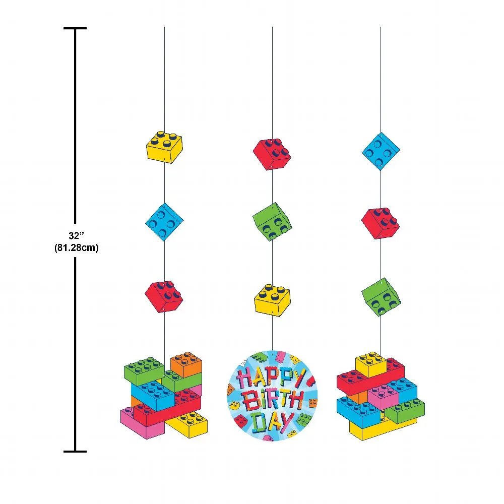 Bulk Block Bash "Happy Birthday" Toy Blocks Hanging Decorations (Case of 36)