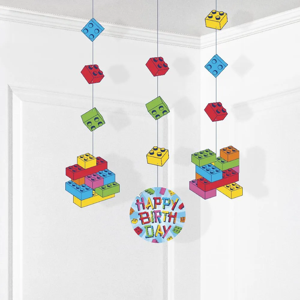 Bulk Block Bash "Happy Birthday" Toy Blocks Hanging Decorations (Case of 36)