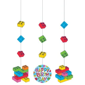 Bulk Block Bash "Happy Birthday" Toy Blocks Hanging Decorations (Case of 36)