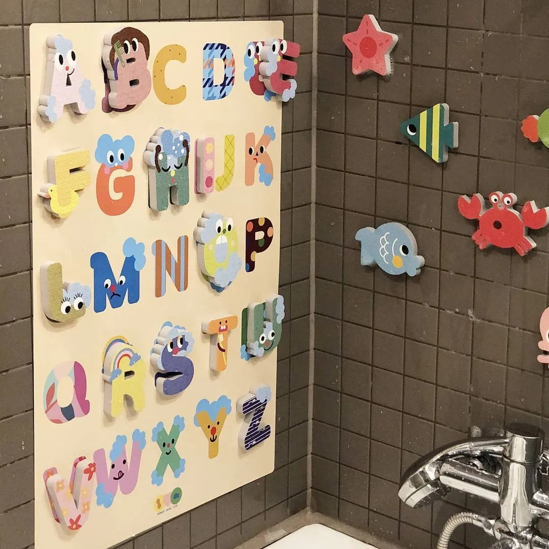 Creative Bath Toy Set (Bath Stickers   Poster) - Alphabet