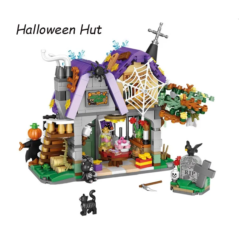 Creative MINI Halloween House Bricks Sets City Pumpkin Hut Party Decoration Building Block Children Toys Halloween Gifts