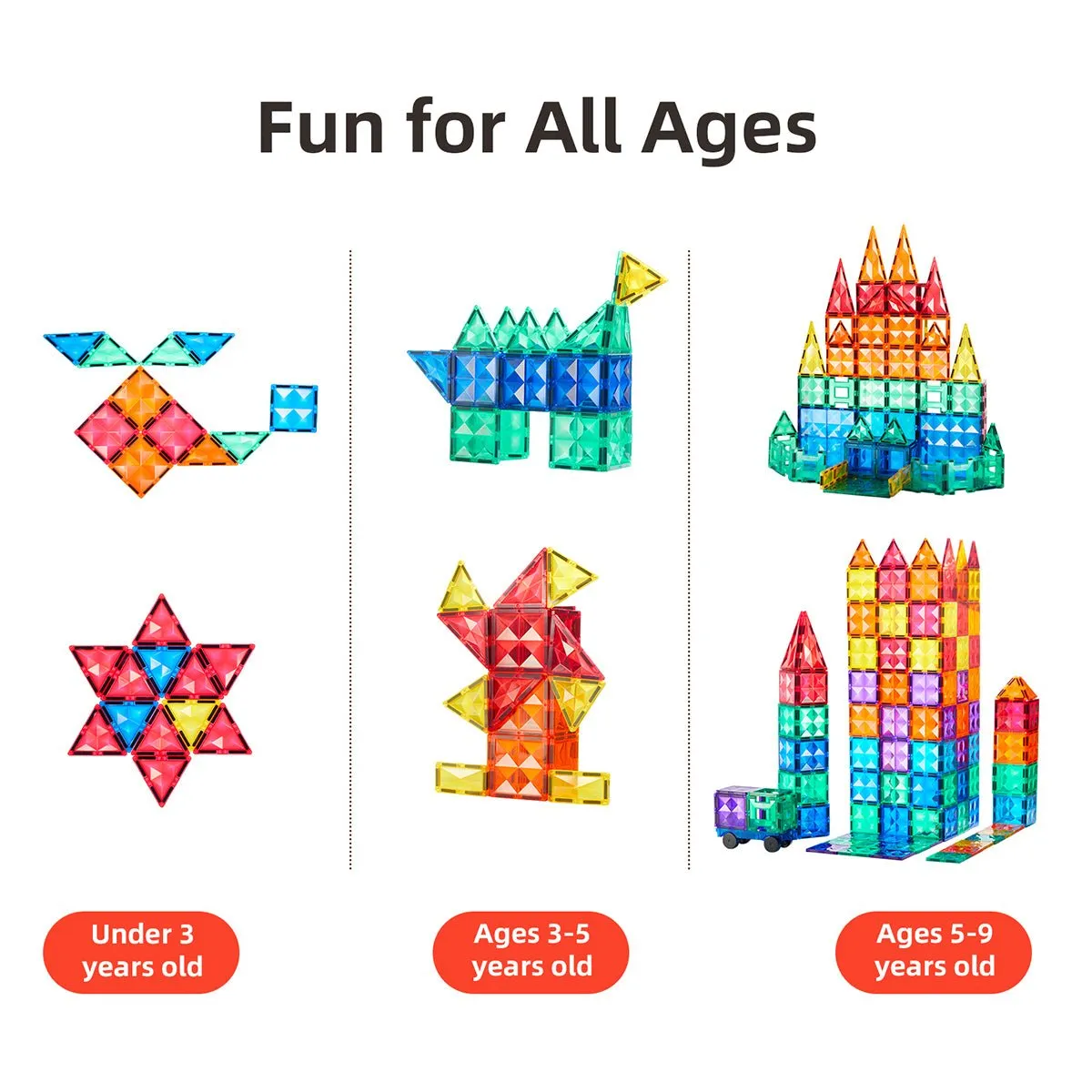 Creative Pack 60pcs Rainbow Magnetic Tiles