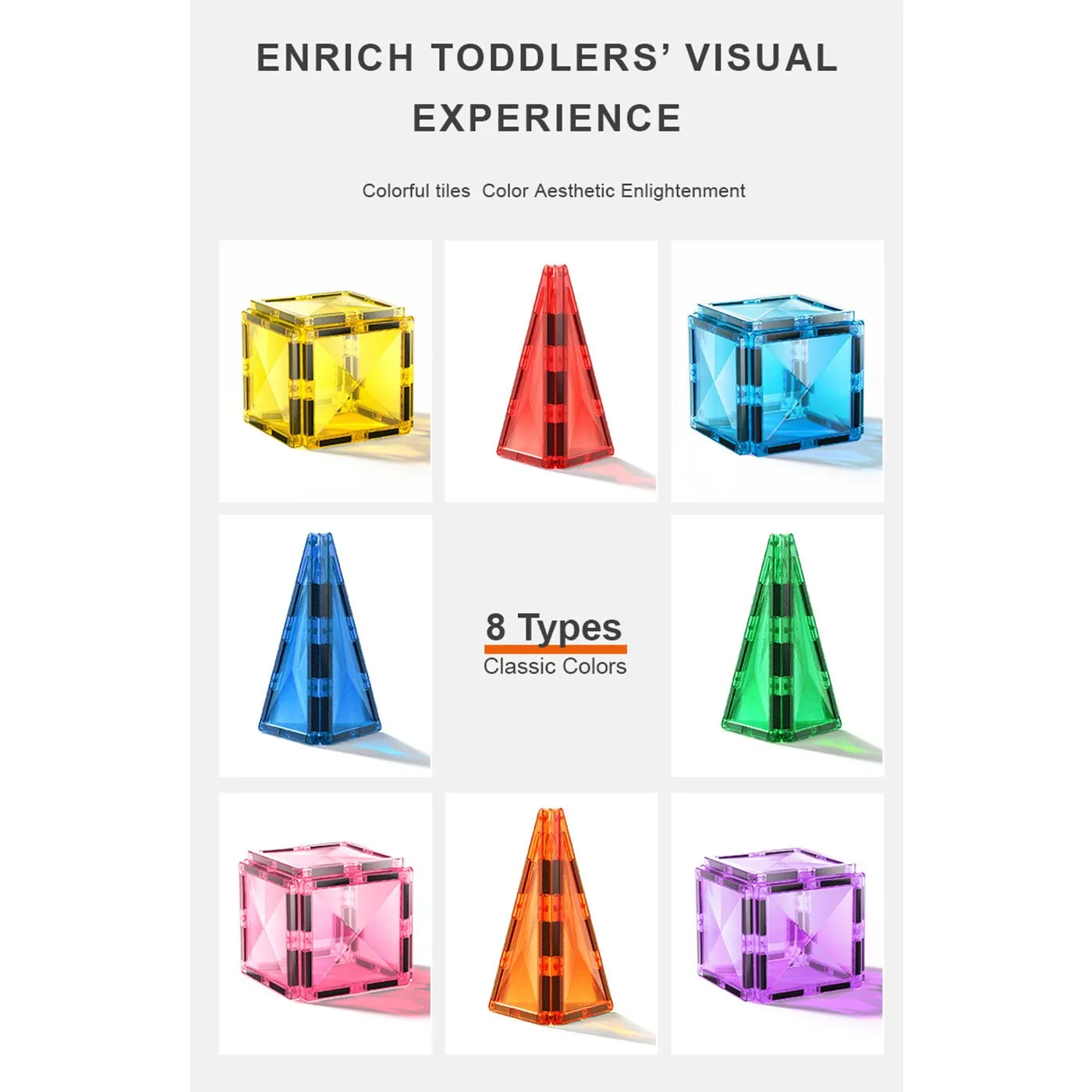 Creative Pack 60pcs Rainbow Magnetic Tiles