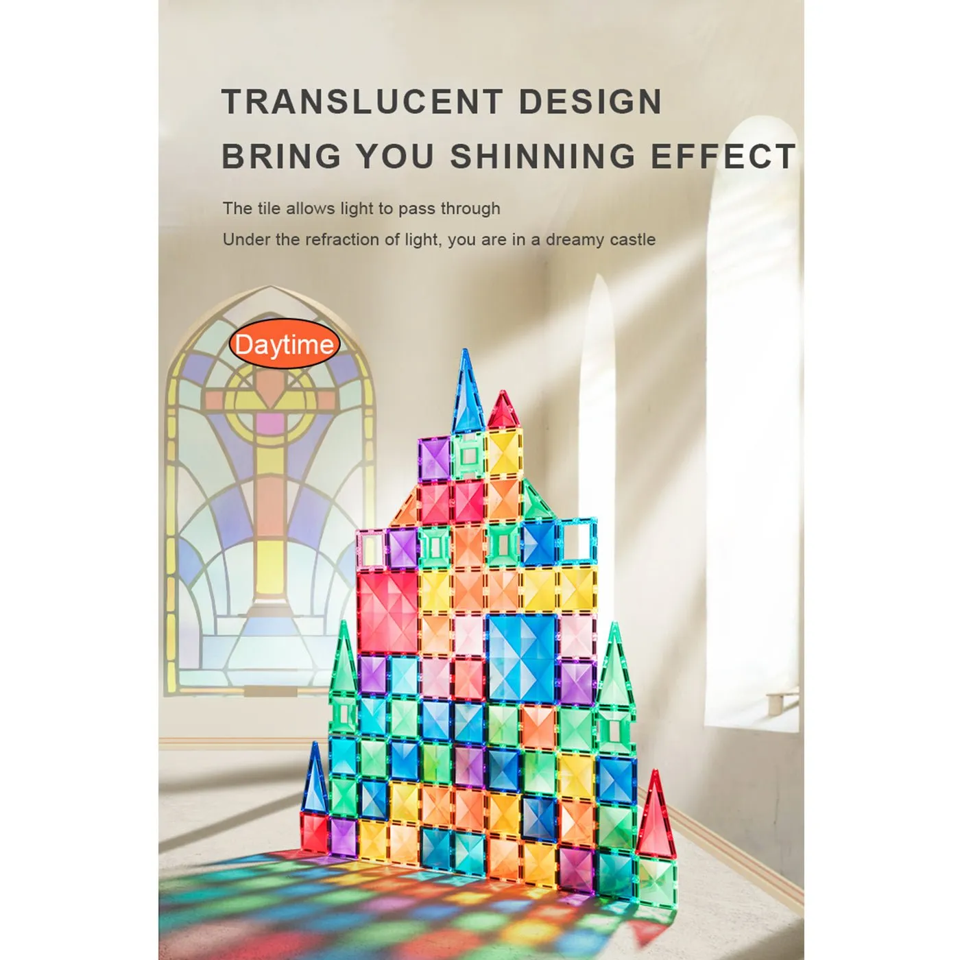Creative Pack 60pcs Rainbow Magnetic Tiles