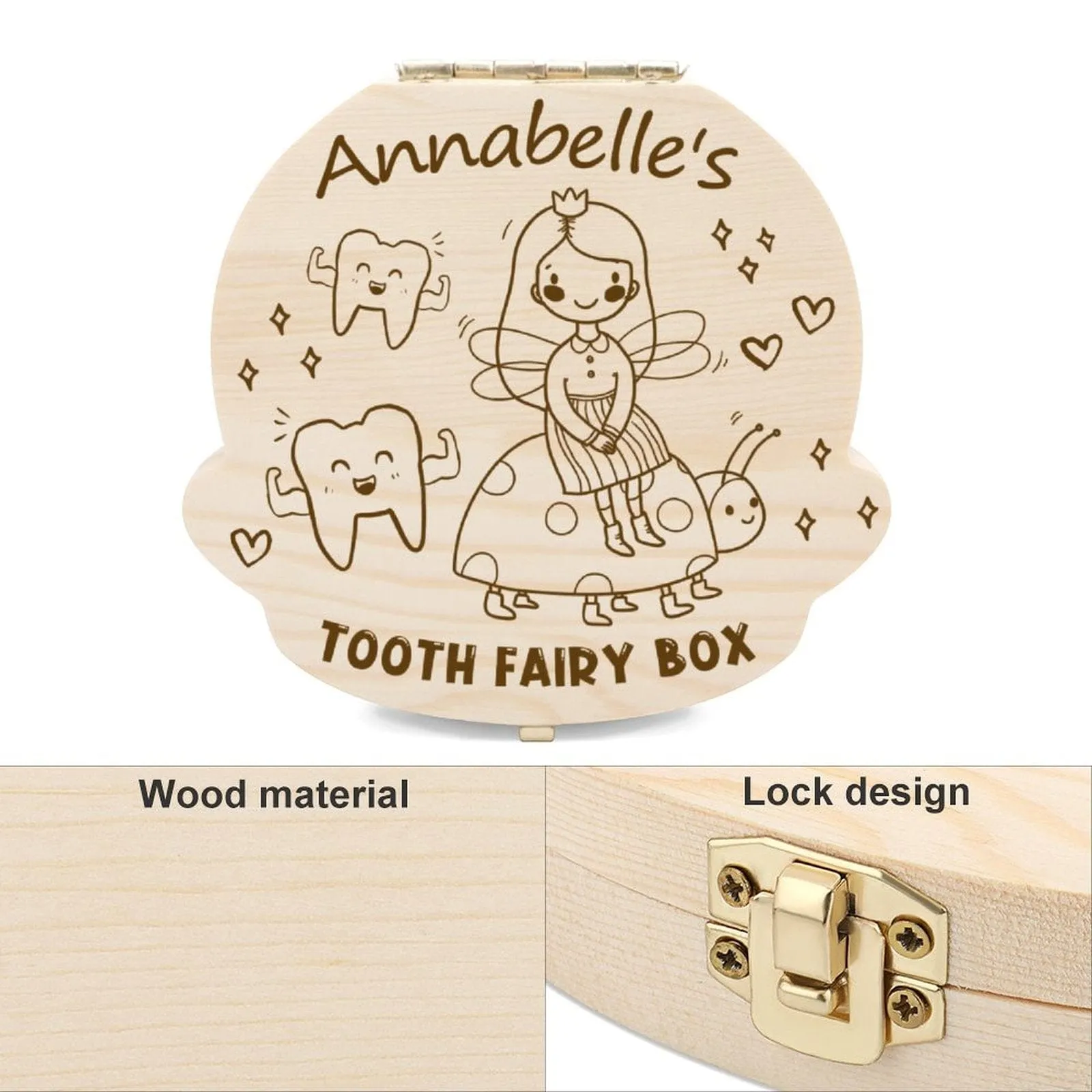 Custom Baby Name Little Turtle Children's Wooden Tooth Box