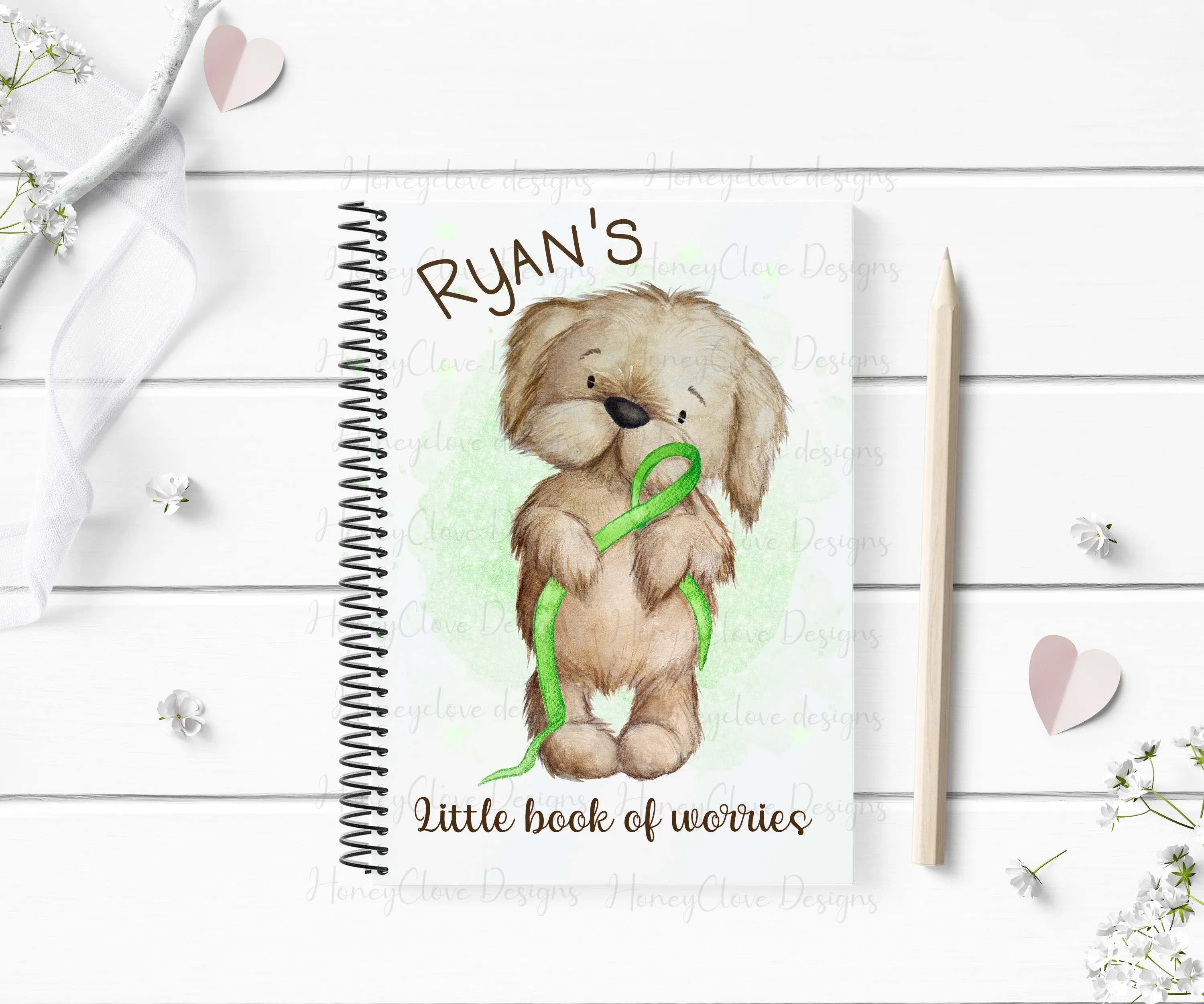 Dog Mascot - Green Ribbon Cushion