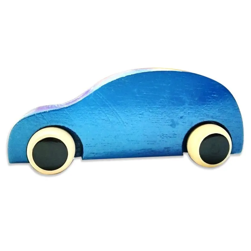 Handmade Non Toxic Channapatna Wooden Toy - Blue Car and Plane