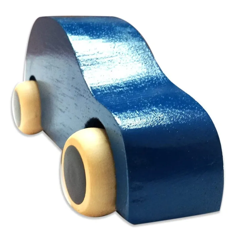 Handmade Non Toxic Channapatna Wooden Toy - Blue Car