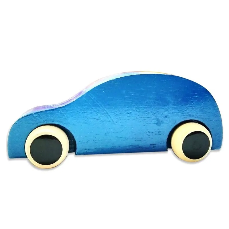 Handmade Non Toxic Channapatna Wooden Toy - Blue Car