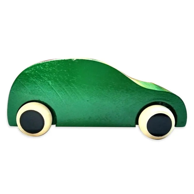 Handmade Non Toxic Channapatna Wooden Toy - Green Car