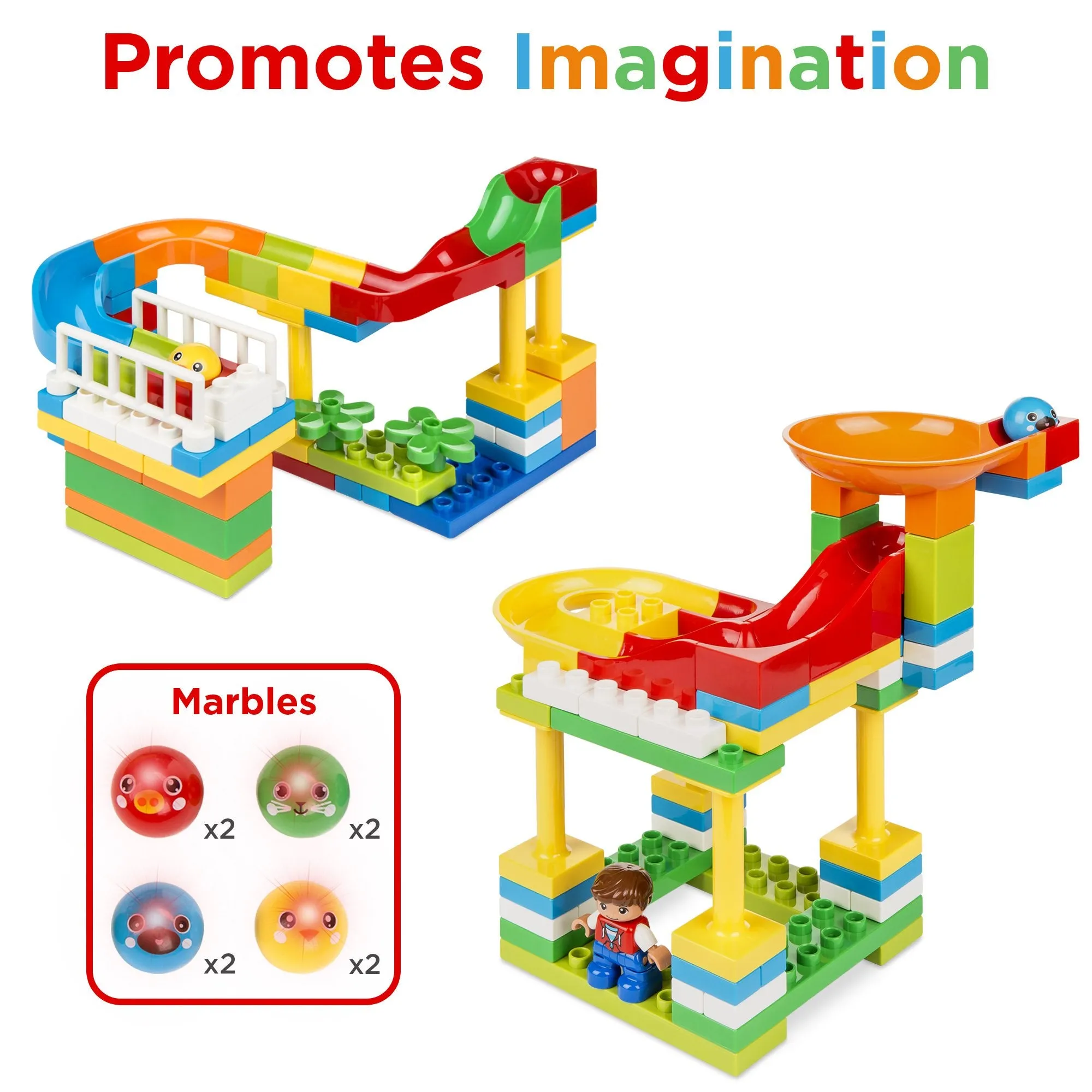 Kids 247-Piece Building Block Marble Run STEM Toy Track Set w/ Ramps, Slides