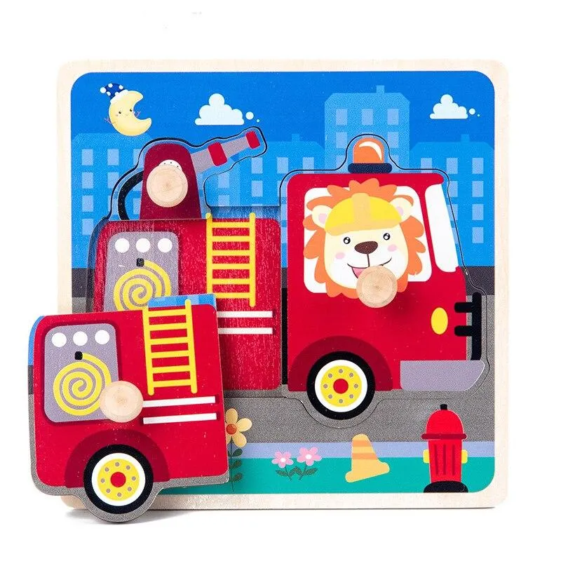 Kids Hand Grab Board 3D Puzzle Wooden Toys for Children Cartoon Animal Wood Jigsaw Baby Early Educational Learning Cognition Toy