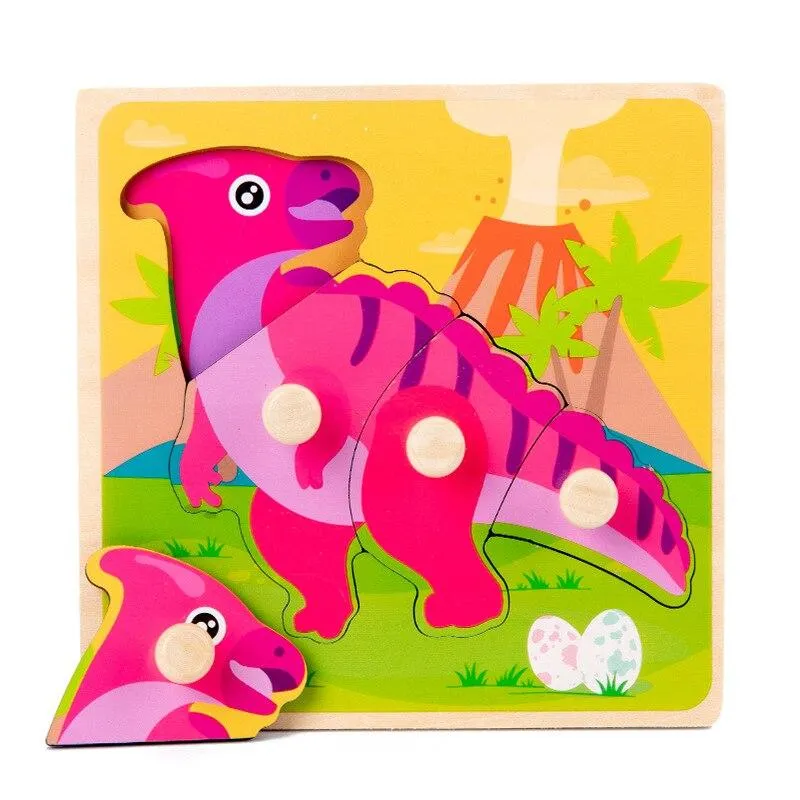 Kids Hand Grab Board 3D Puzzle Wooden Toys for Children Cartoon Animal Wood Jigsaw Baby Early Educational Learning Cognition Toy