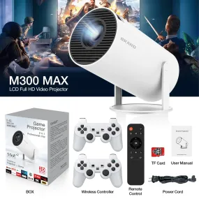 M300 MAX Android 11 Portable 3D Game Projector with Two Handle RK3326 1080P BT5.4 Supported 4K Smart Home Theater