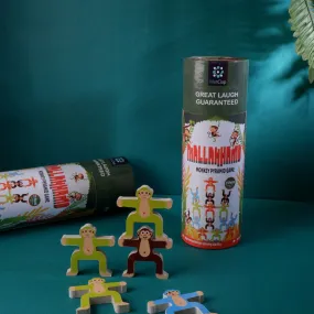 Monkey Themed Mallakhamb Jenga - Fun Balancing and Building Blocks Game (21 Pieces)