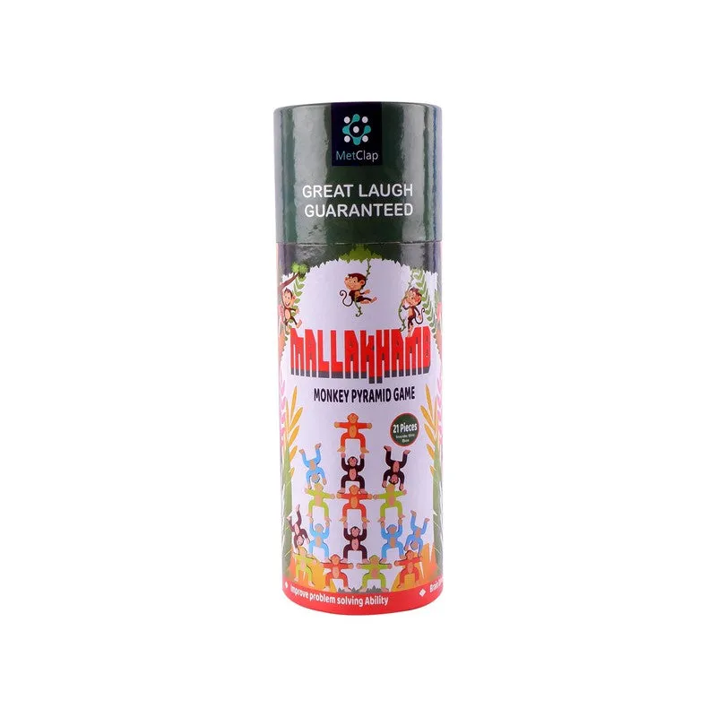 Monkey Themed Mallakhamb Jenga - Fun Balancing and Building Blocks Game (21 Pieces)