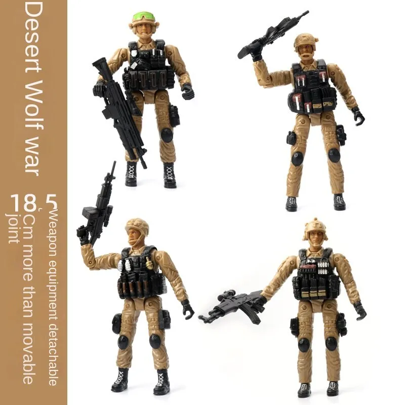 Military Soldier Model Movable Joint Elite Anti-Terrorism Special Forces 10cm Puppet Soldier Pirate Zombie