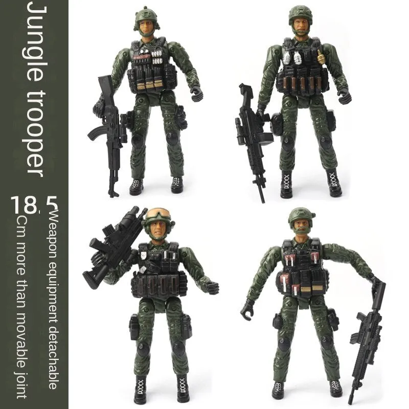 Military Soldier Model Movable Joint Elite Anti-Terrorism Special Forces 10cm Puppet Soldier Pirate Zombie