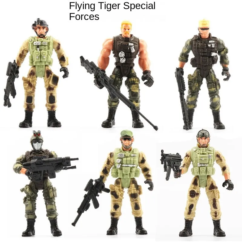 Military Soldier Model Movable Joint Elite Anti-Terrorism Special Forces 10cm Puppet Soldier Pirate Zombie