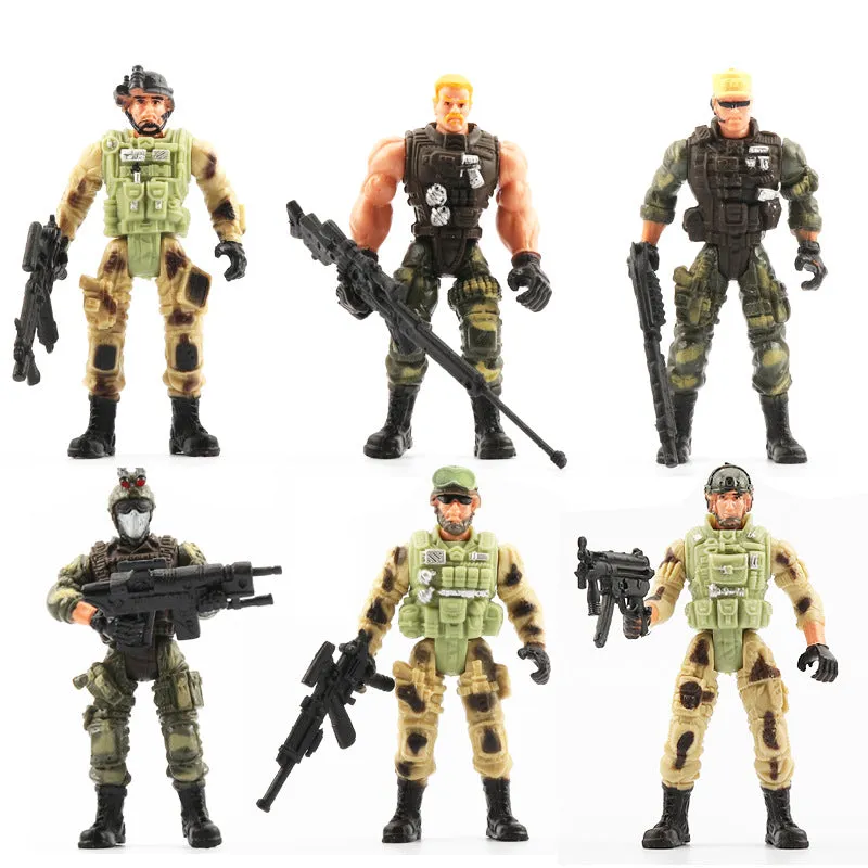 Military Soldier Model Movable Joint Elite Anti-Terrorism Special Forces 10cm Puppet Soldier Pirate Zombie