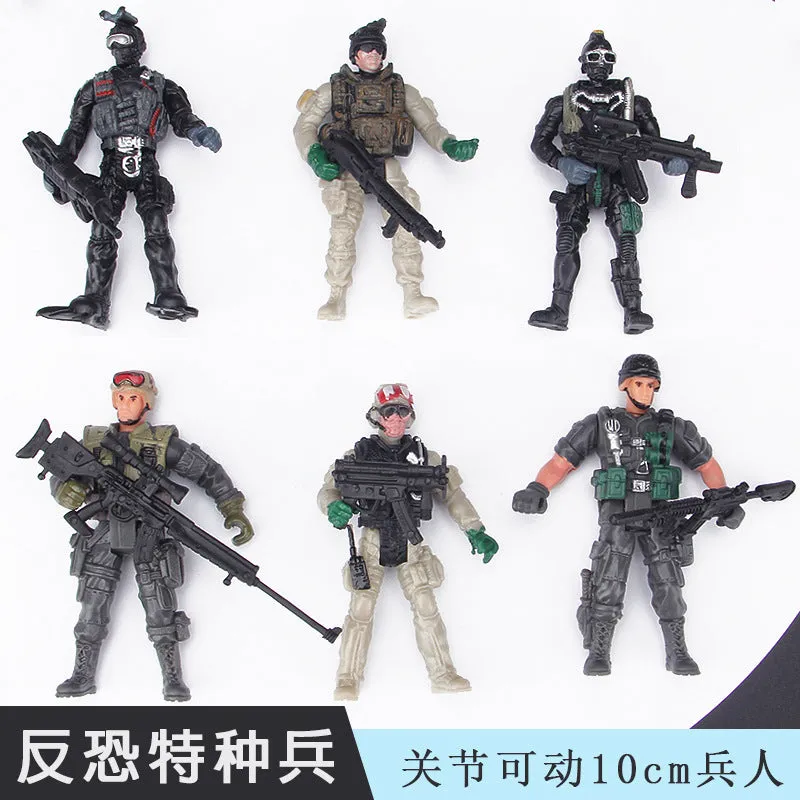 Military Soldier Model Movable Joint Elite Anti-Terrorism Special Forces 10cm Puppet Soldier Pirate Zombie