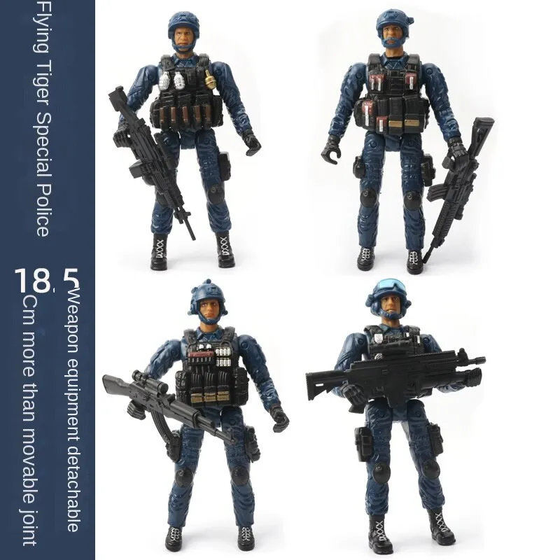 Military Soldier Model Movable Joint Elite Anti-Terrorism Special Forces 10cm Puppet Soldier Pirate Zombie