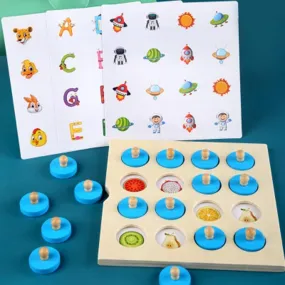 Montessori memory chess game 3D wooden puzzle board logic toy interaction early learning educational toys for children kids mini