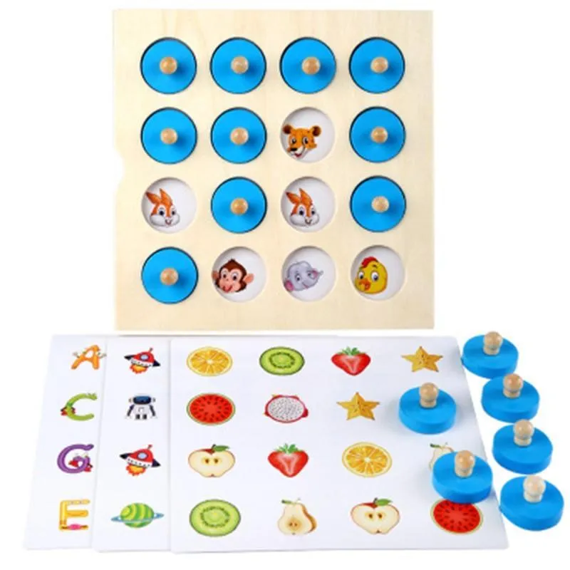 Montessori memory chess game 3D wooden puzzle board logic toy interaction early learning educational toys for children kids mini