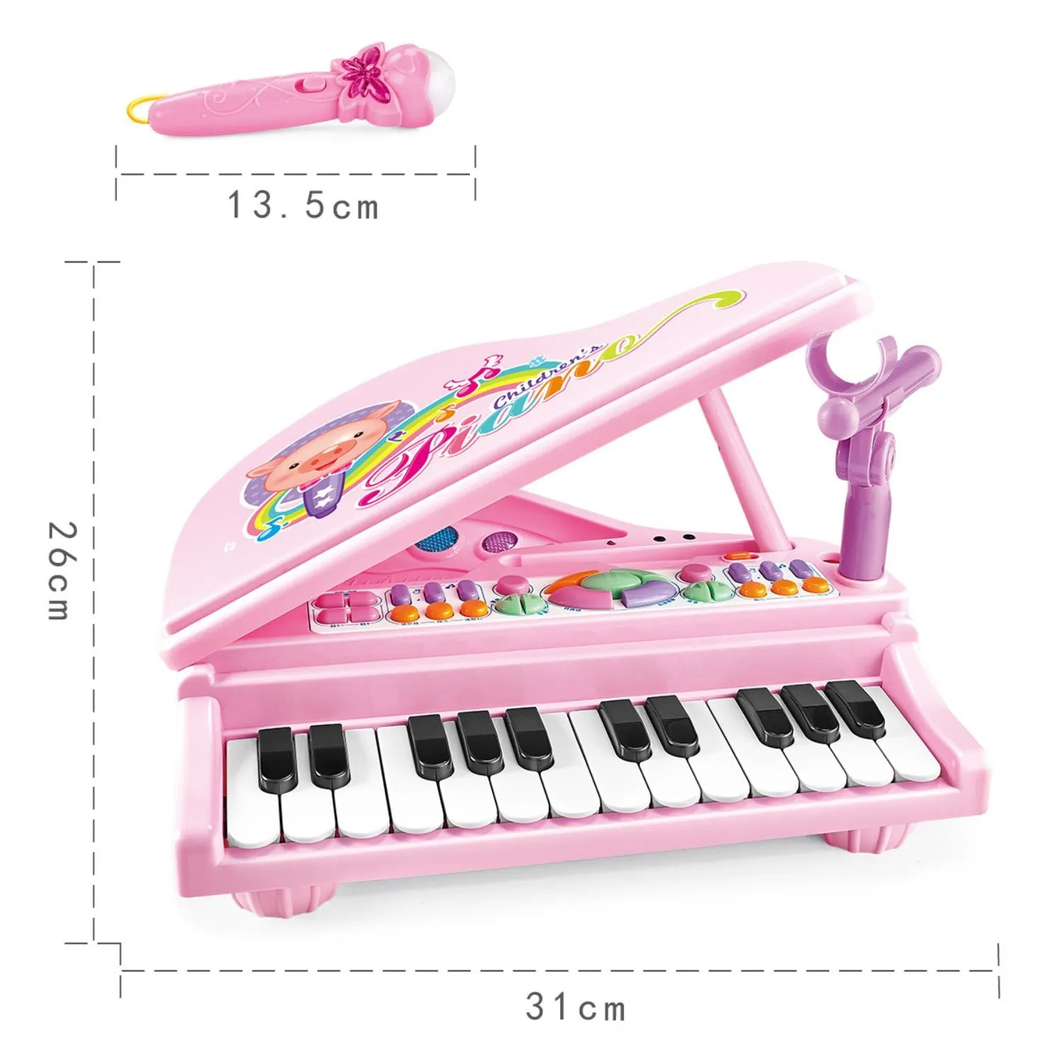 Multi-Functional Kids Piano Keyboard with Mic (Pink)