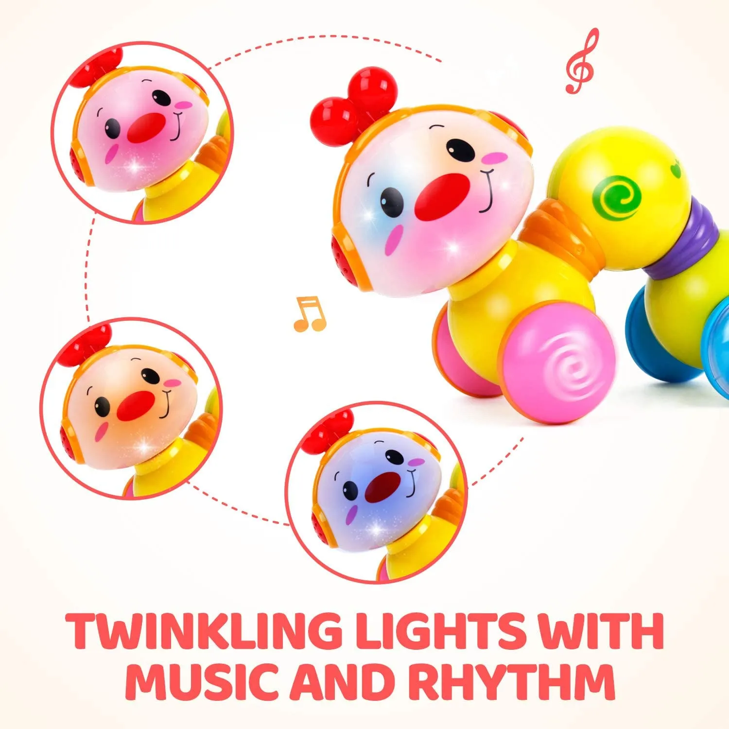Musical Press and Go Inchworm Crawling Toy