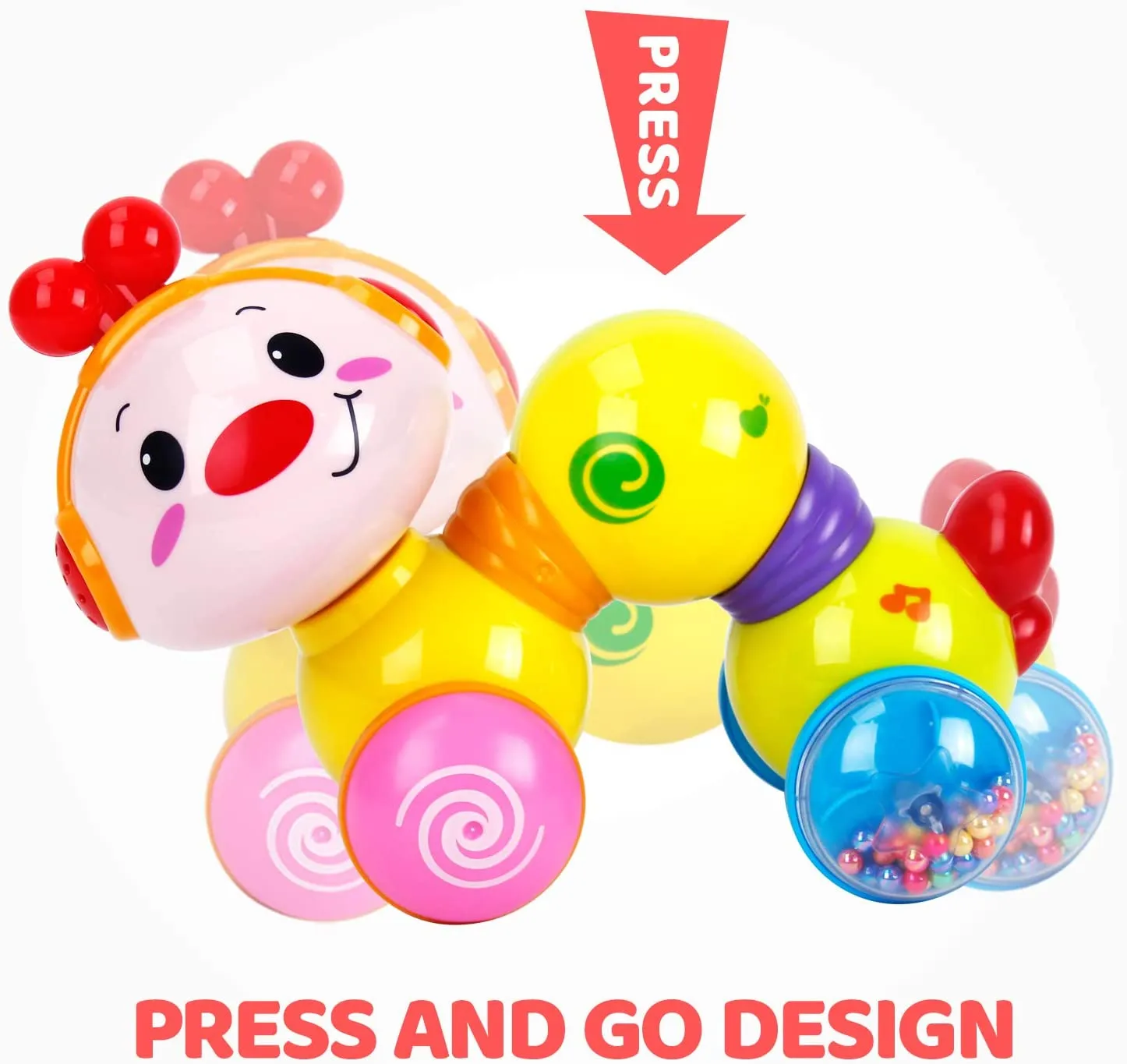 Musical Press and Go Inchworm Crawling Toy