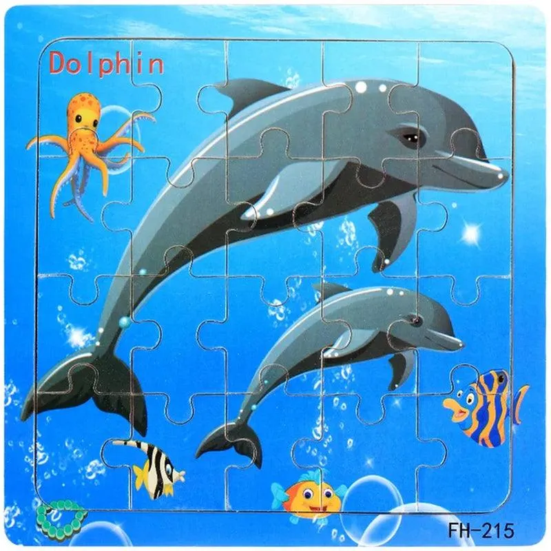 New 20 Piece Wooden 3D Puzzle Cartoon Animal Vehicle Jigsaw Puzzle Montessori Educational Toys for Kids Baby 1 2 3 Years