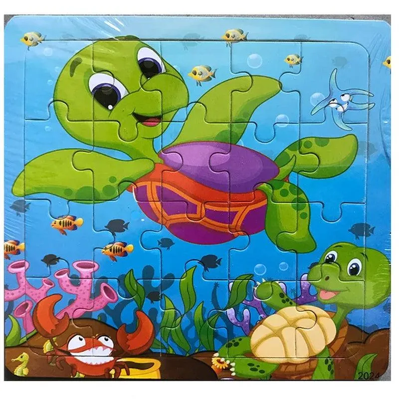 New 20 Piece Wooden 3D Puzzle Cartoon Animal Vehicle Jigsaw Puzzle Montessori Educational Toys for Kids Baby 1 2 3 Years