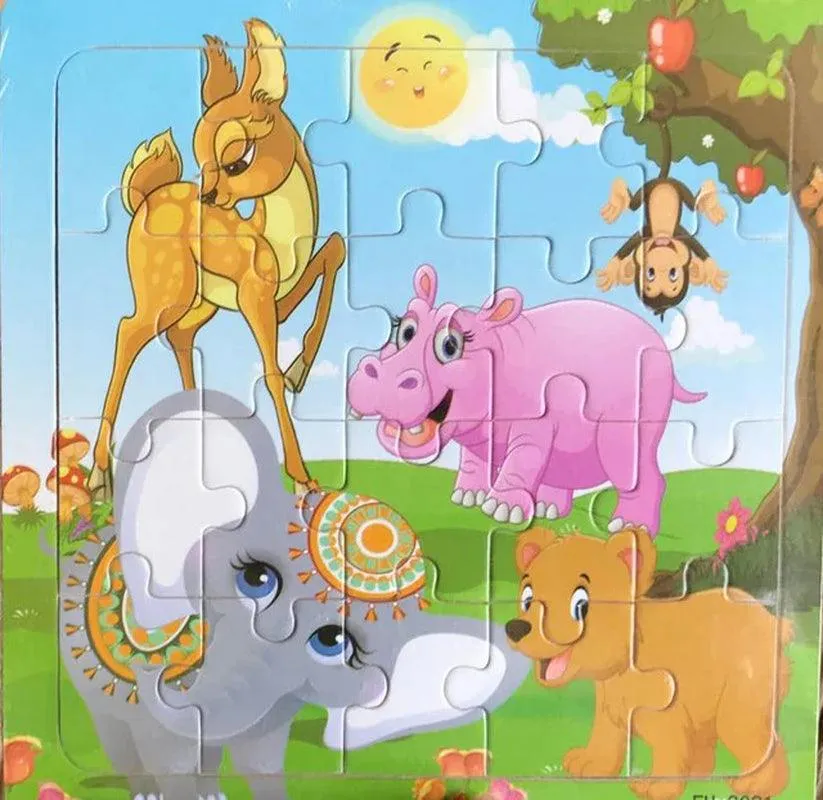 New 20 Piece Wooden 3D Puzzle Cartoon Animal Vehicle Jigsaw Puzzle Montessori Educational Toys for Kids Baby 1 2 3 Years