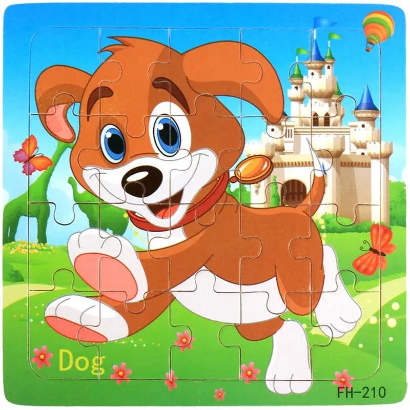 New 20 Piece Wooden 3D Puzzle Cartoon Animal Vehicle Jigsaw Puzzle Montessori Educational Toys for Kids Baby 1 2 3 Years