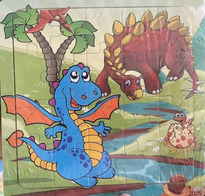 New 20 Piece Wooden 3D Puzzle Cartoon Animal Vehicle Jigsaw Puzzle Montessori Educational Toys for Kids Baby 1 2 3 Years