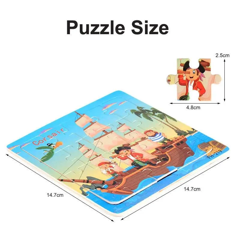 New 20 Piece Wooden 3D Puzzle Cartoon Animal Vehicle Jigsaw Puzzle Montessori Educational Toys for Kids Baby 1 2 3 Years