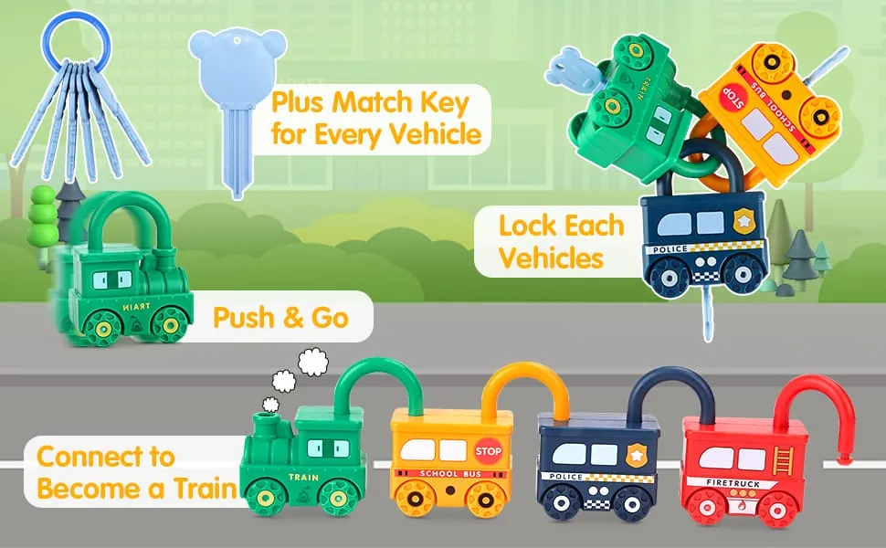 Number Recognition Matching Lock and Key Train Set - 6 pieces