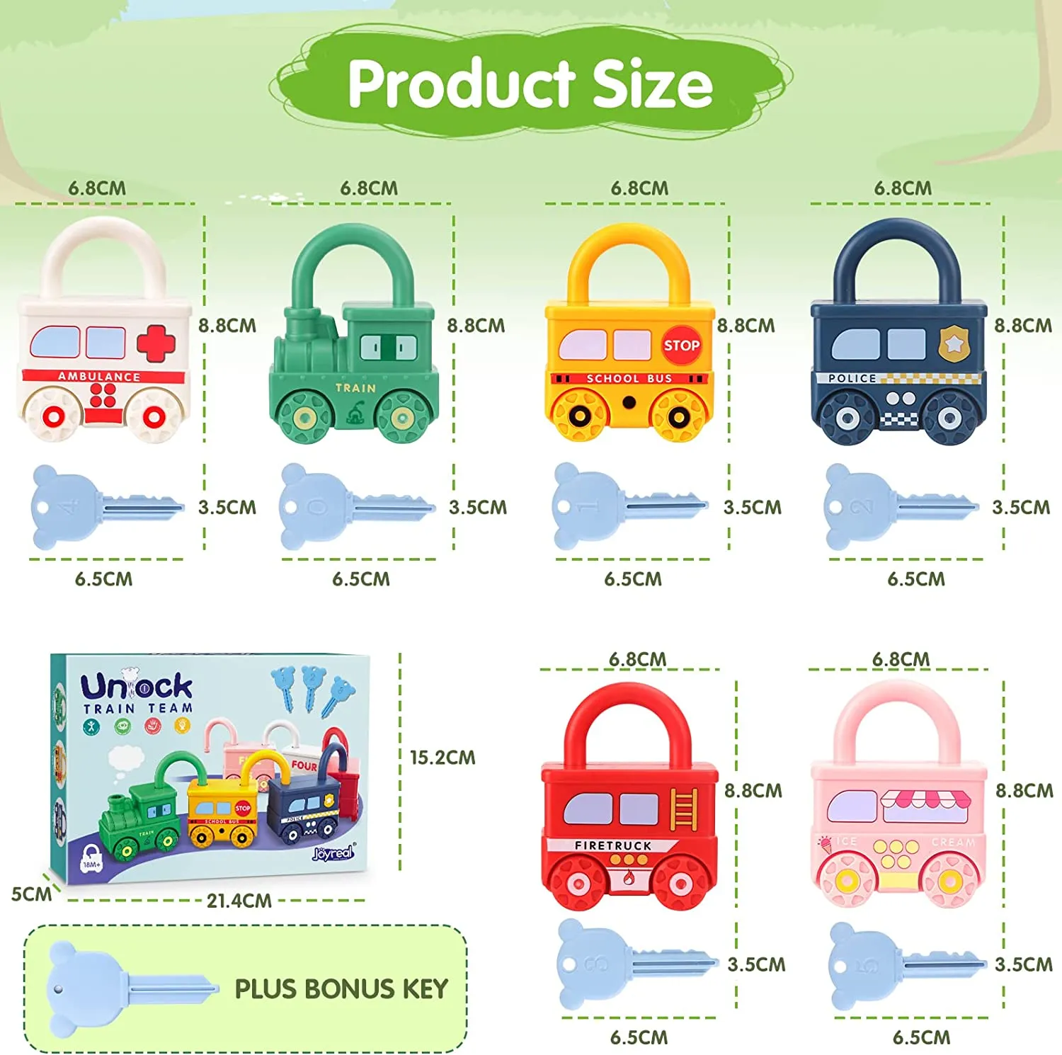 Number Recognition Matching Lock and Key Train Set - 6 pieces